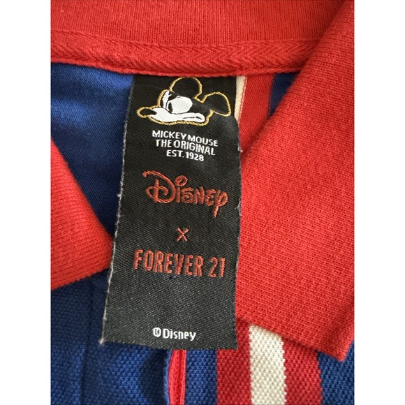 Disney X Forever 21 Pluto Striped Polo Shirt Blue Red Youth Large Y2K Collab - Picture 3 of 6